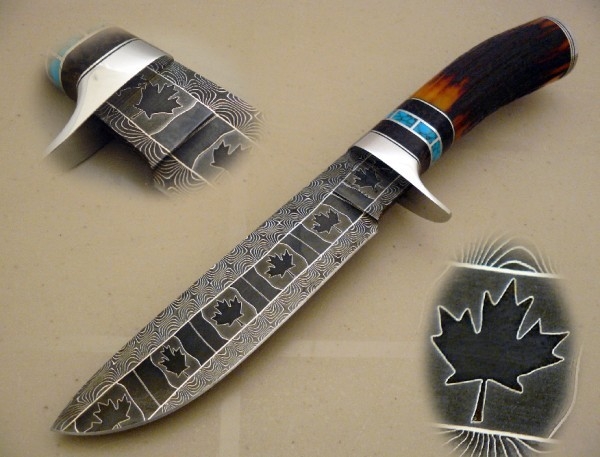 Mosaic Damascus Hunter by Cote Custom Knives at CustomMade.com