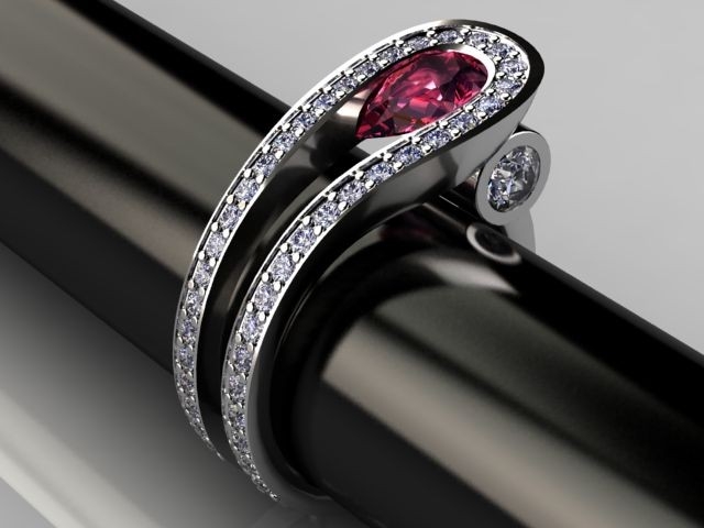 Palladium Ruby and Diamond Two Row Contemporary Ring Design by JewelSmiths at CustomMade.com