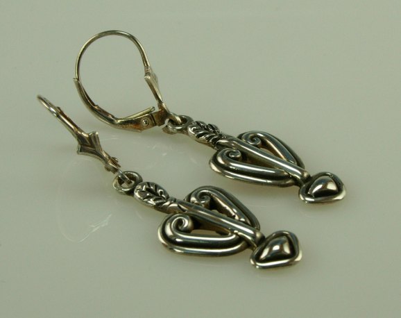 Sterling Silver Handmade Hearts and Arrows Earrings by Denim and Diamonds Jewelry at CustomMade.com