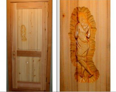 Cedar Sauna Door and Carving Detail by Huisman Concepts at CustomMade.com