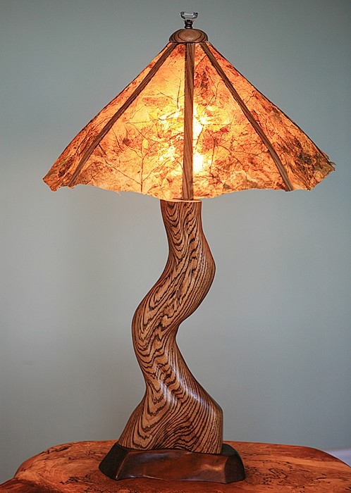 Original Leaf Shade Zebrawood Table Lamp by Wood-Junkie at CustomMade.com