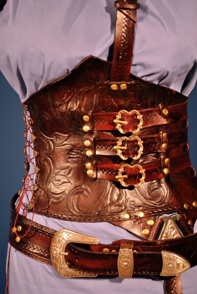 Red Leather Corset Armor by Ragged Edge Leatherworks at CustomMade.com