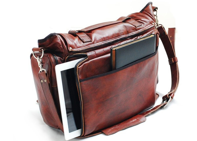 Leather Handmade Men Laptop Bag Cross Over Shoulder Messenger Bag Office Bag 