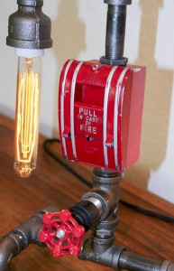 Reclaim, Reverse, Resurrect: Fire Sprinkler Lamp Front View Photograph