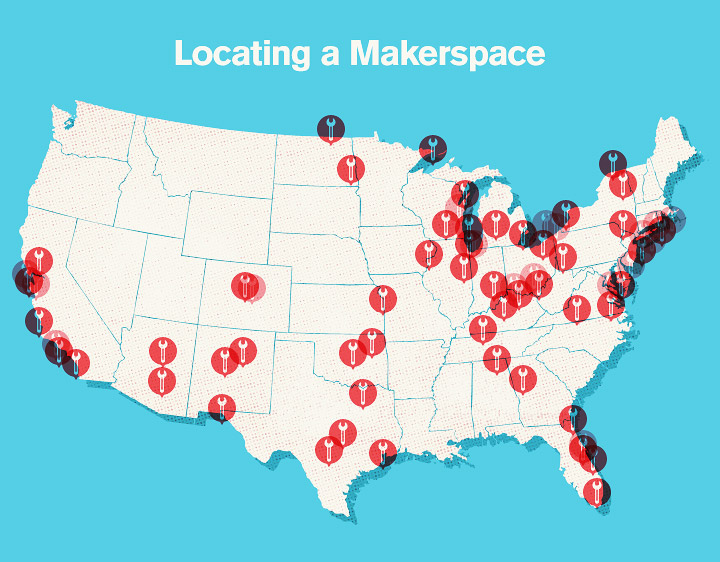 Makerspaces - Locating Makerspaces across the US. A Map of Makerspaces.