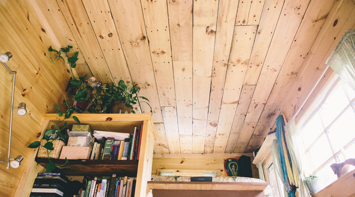 Tiny House Living - One Couple's Journey - Reclaimed Wood Ceiling