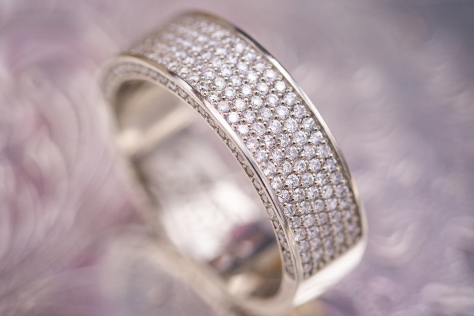 Micropave diamond engagement ring for a man