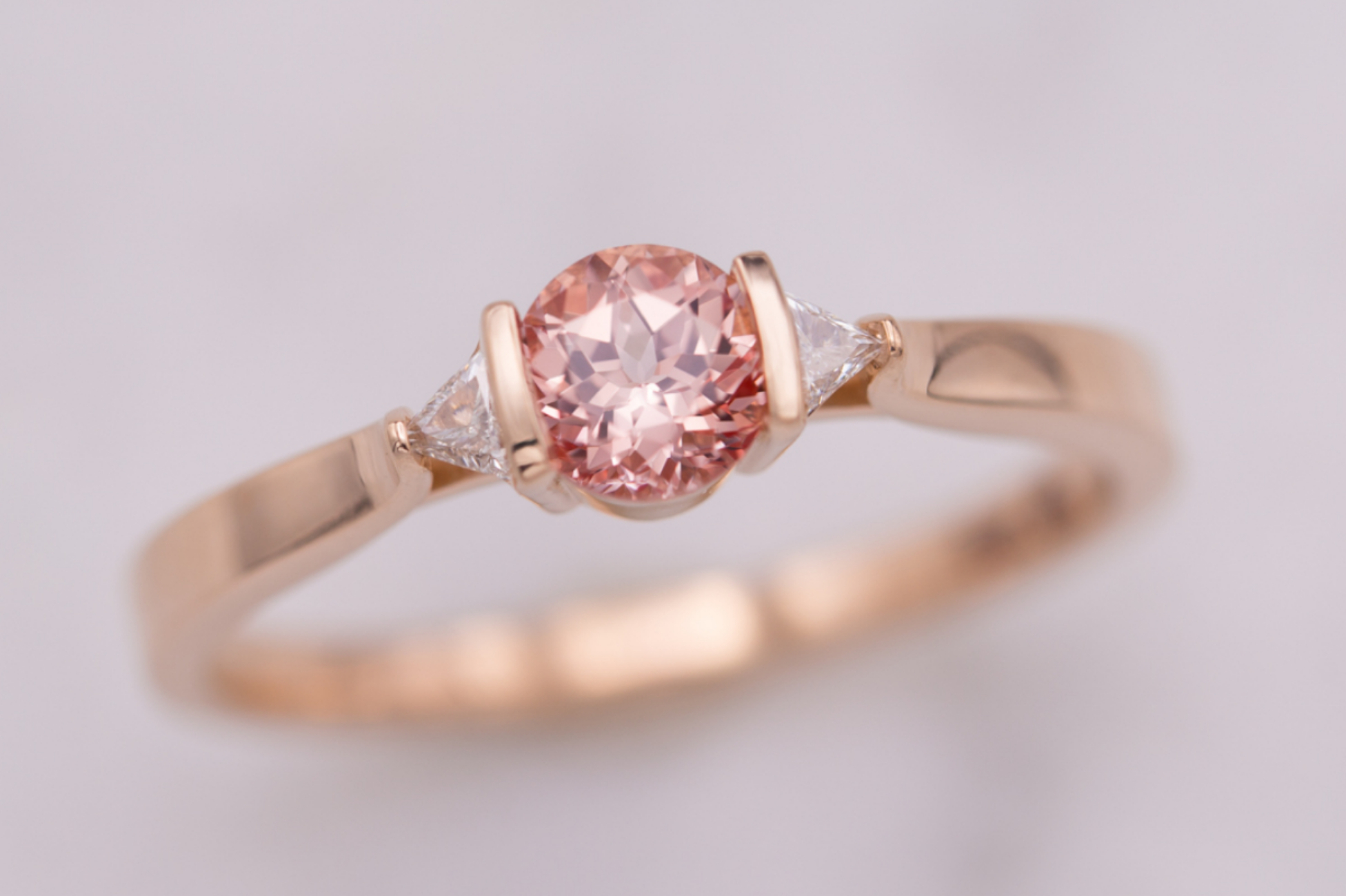Modern champagne sapphire engagement ring in rose gold